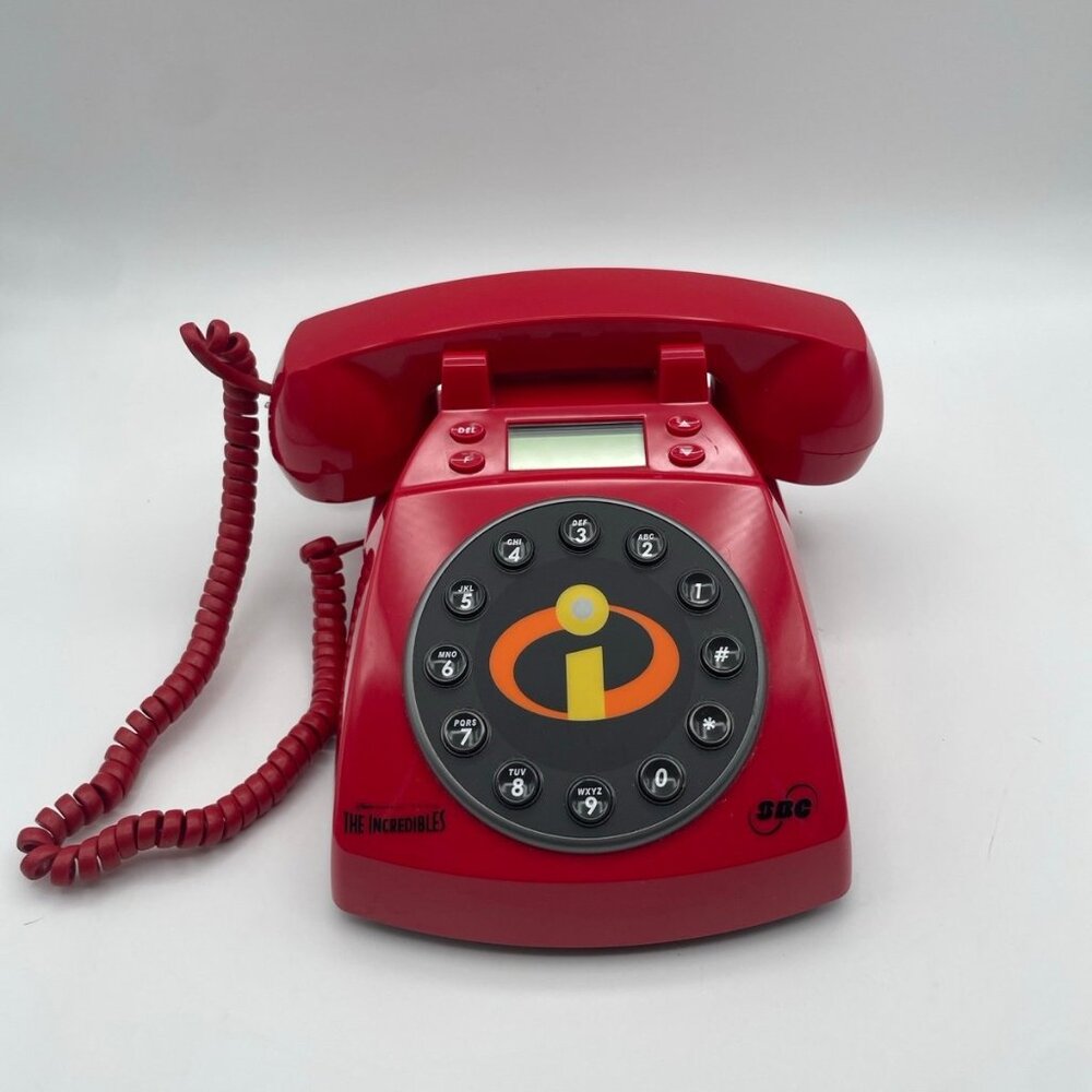 Disney Pixar The Incredibles Red SBC Corded Telephone -No Power Adapter Untested